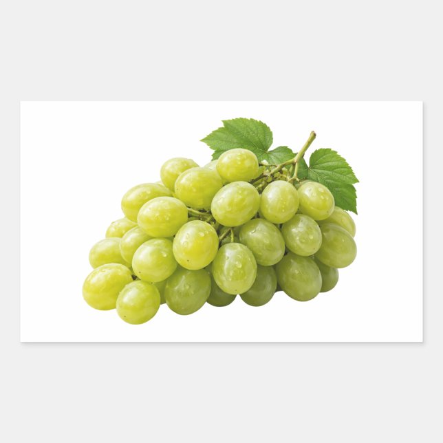 Adesivo Retangular Fresh Green Grapes with Leaves Sticker (Frente)