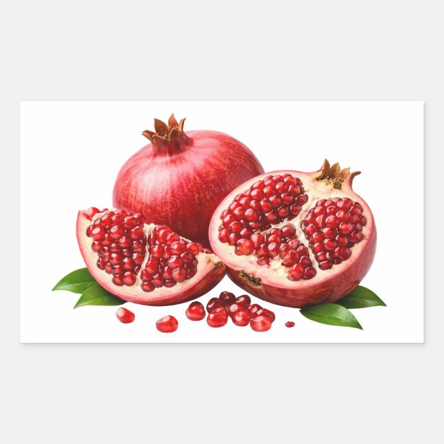 Adesivo Retangular Fresh Pomegranate With Juicy Seeds Sticker (Frente)
