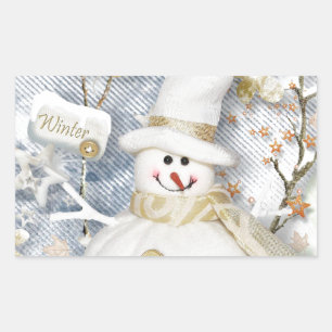 Adesivo Retangular Frio Winter Snowman