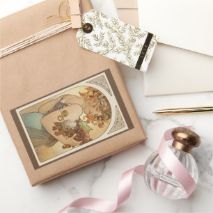 Adesivo Retangular Fruta de Alphonse Mucha, Arte Novo Vintage