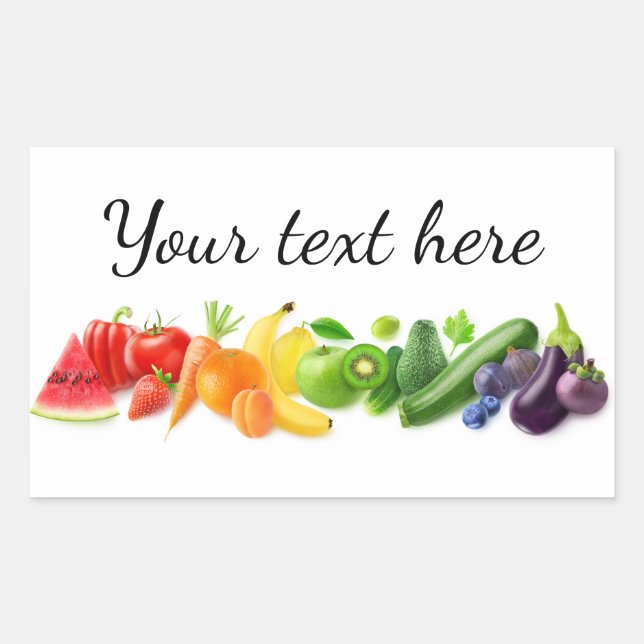 Adesivo Retangular Frutas multicoloridas em uma linha (Frente)