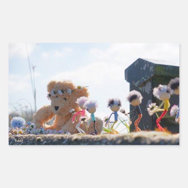 Adesivo Retangular Fubby's die madeliefjes naar een Beer brengen. (Frente)