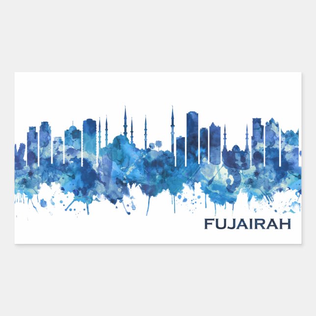 Adesivo Retangular Fujairah UAE Skyline Blue (Frente)