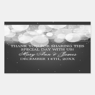 Adesivo Retangular Fulgor do Tag do favor do casamento & preto da