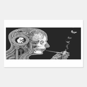 Adesivo Retangular Fumar o dia longe do Sticker