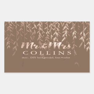 Adesivo Retangular Fundo cor-de-rosa do salgueiro/falso Gold/DIY de