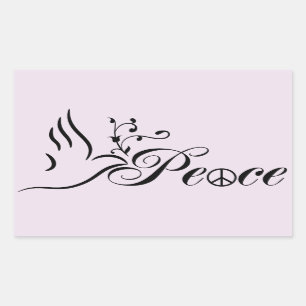 Adesivo Retangular Fundo do azul do ramo de oliveira da pomba da paz