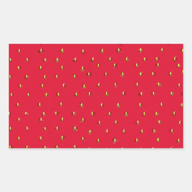 Adesivo Retangular Fundo engraçado de morango vermelho (Frente)