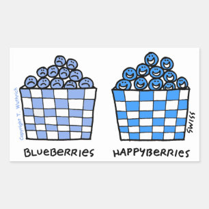 Adesivo Retangular Funny Blueberries Happyberries Foodie Cartoon