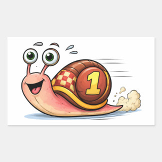Adesivo Retangular Funny Racing Snail Cartoon Character Sticker