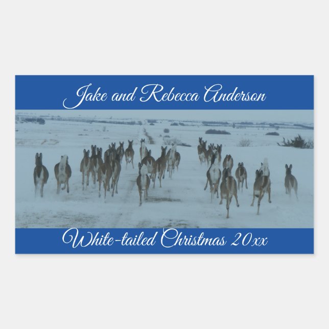Adesivo Retangular Funny Whitetail Deer Christmas (Frente)