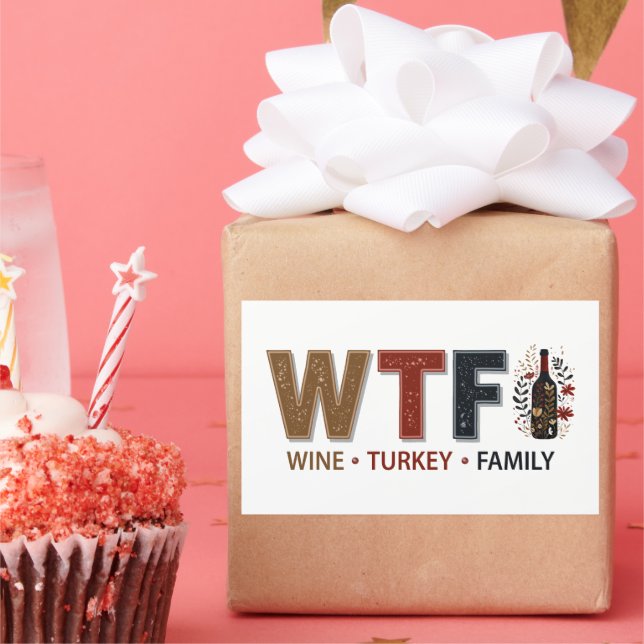 Adesivo Retangular Funny WTF Wine Turkey Family Thanksgiving (Festa)