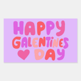 Adesivo Retangular Galentines Day Bubble Letters Curvy Retro Groovy