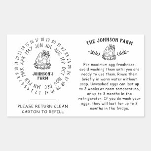 Adesivo Retangular Galinha Galinha Manipulação De Ovos Retorno Carton