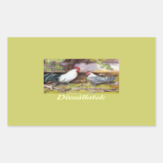 Adesivo Retangular Galo e Hen