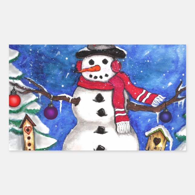 Adesivo Retangular Garden Snowman (Frente)