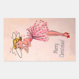 Adesivo Retangular Garota de Natais vintages