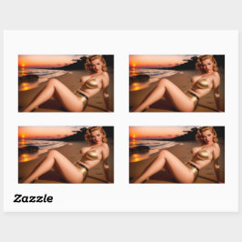 Adesivo Retangular Garota no Ouro Bikini