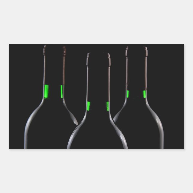 Adesivo Retangular Garrafas de vinho Vinho Vinheta retangular preta (Frente)