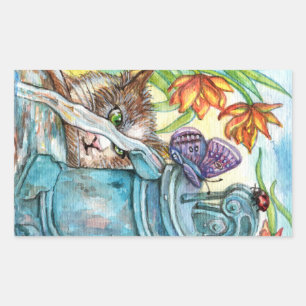 Adesivo Retangular Gato Curioso