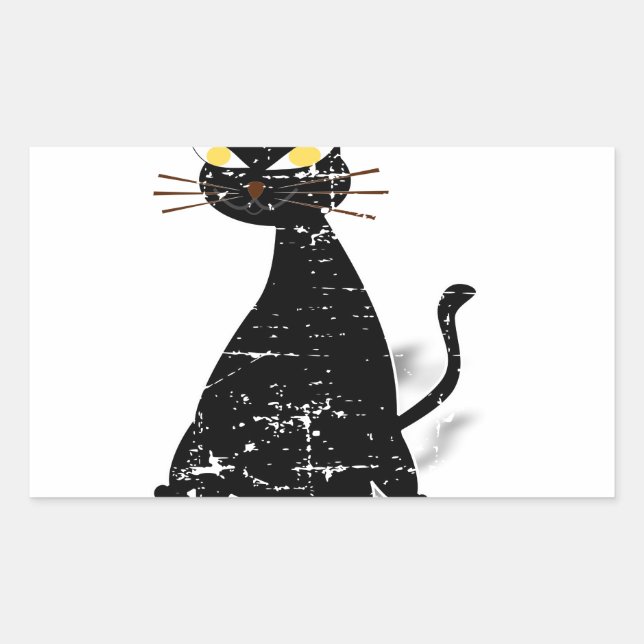 Adesivo Retangular Gato de Gordura Preta Distante (Frente)
