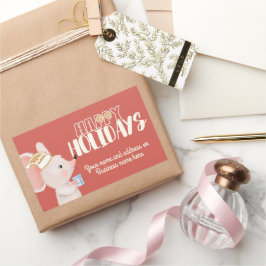 Adesivo Retangular Gato de rato bonito Chapéu de Papai Noel