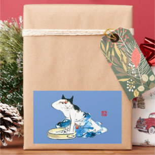 Adesivo Retangular Gato japonês Humorístico - Balança II