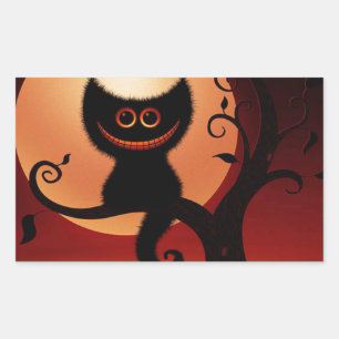Adesivo Retangular Gato Negro Sorridente de Whimsical