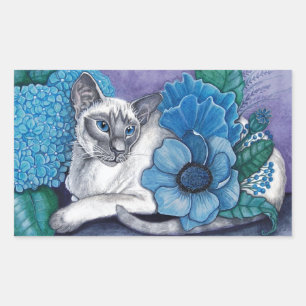 Adesivo Retangular Gato Siamese de ponto azul