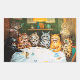 Adesivo Retangular Gatos Aproveitando Charutos e Brandy, Louis Wain