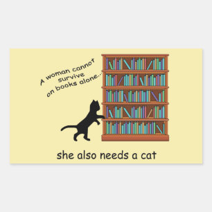 Adesivo Retangular Gatos e Livros