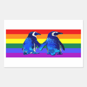 Adesivo Retangular "Gay Penguin Casal"