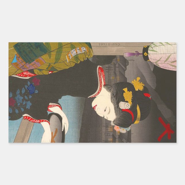 Adesivo Retangular geisha clássica da pegada tradicional japonesa leg (Frente)