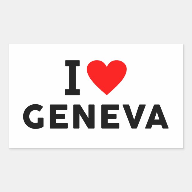 Adesivo Retangular Genebra  Suíça cidade do amor coração como viagem (Frente)