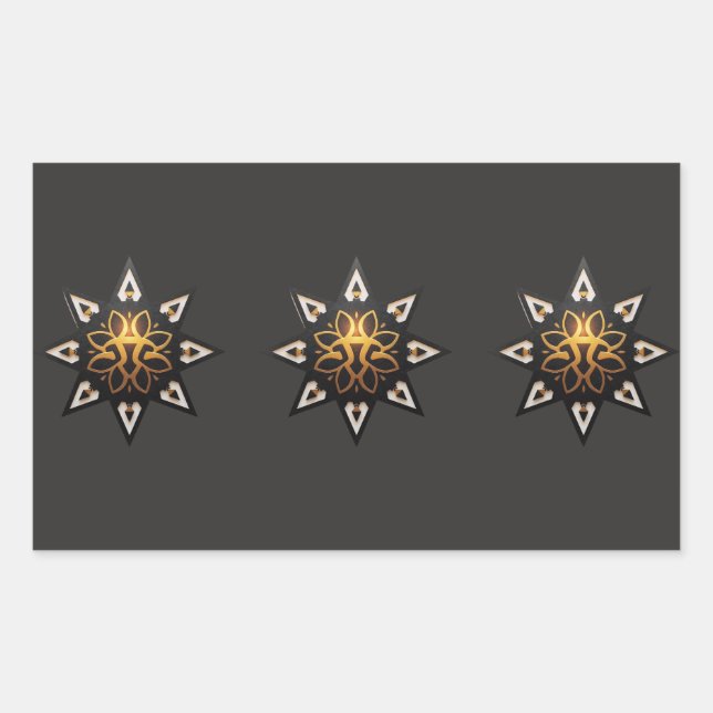 Adesivo Retangular 🌟 Geometria Sagrada Mandala - Ouro Star (Frente)