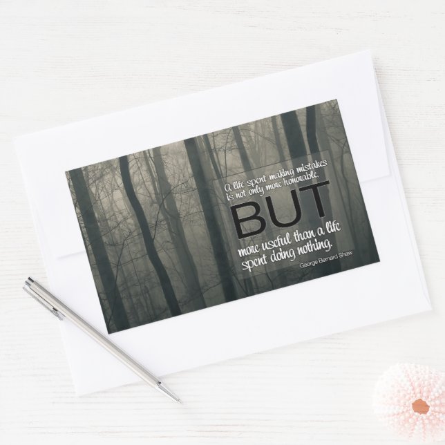 Adesivo Retangular George Bernard Shaw Inspiracional Citação "Erros" (Envelope)