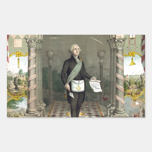Adesivo Retangular George Washington como Freemason (Frente)