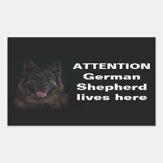 Adesivo Retangular German shepherd de atenção vive aqui