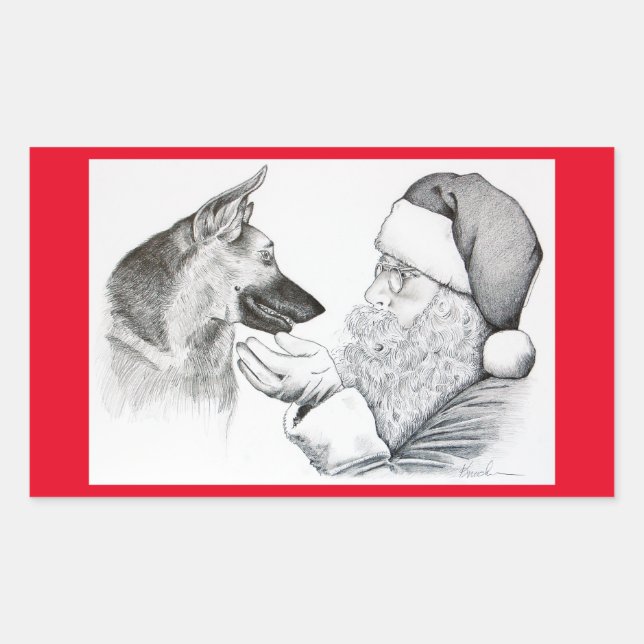Adesivo Retangular German shepherd e Papai Noel (Frente)