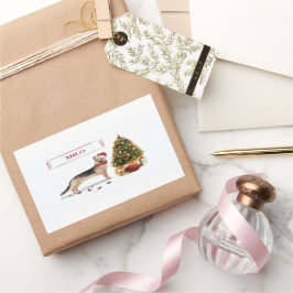 Adesivo Retangular German shepherd Engraçado Cachorro de Natal com Ár