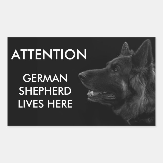 Adesivo Retangular German shepherd vive aqui aviso (Frente)