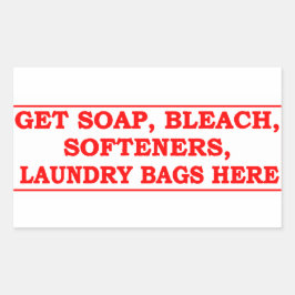 Adesivo Retangular 'Get Laundry Items Here' Iniciando a Base Vermelha