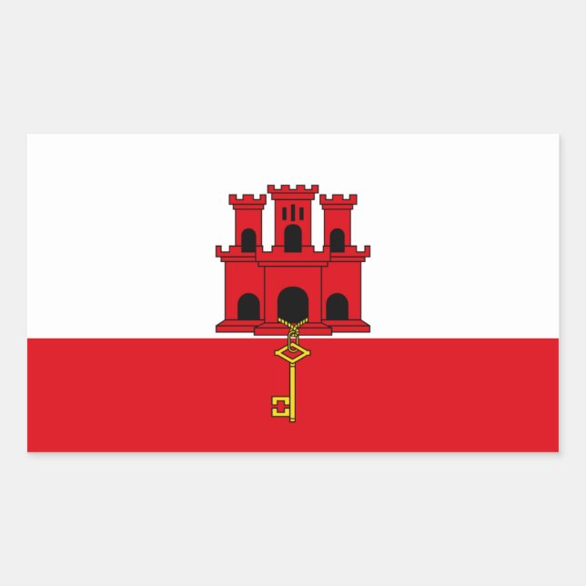 Adesivo Retangular Gibraltar Flag. Grã-Bretanha, British Overseas (Frente)