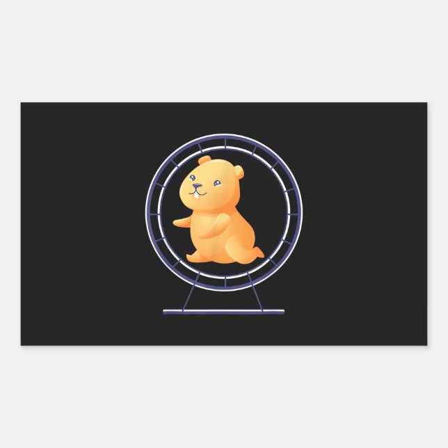 Adesivo Retangular Gift de Roda de Hamster Cute Kawaii Rodent (Frente)