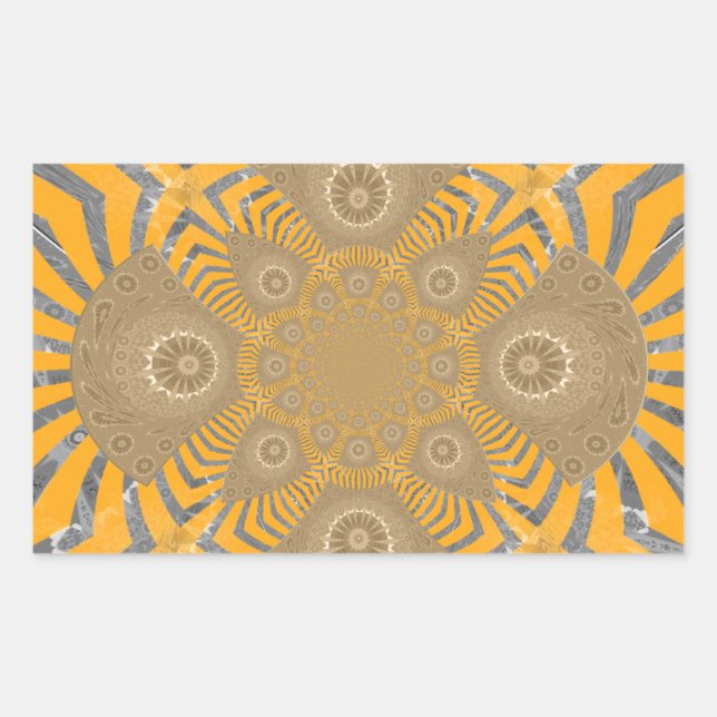 Adesivo Retangular Gilded Zephyr: Elegância em amarelo Ouro e cromo (Frente)