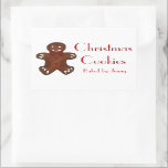 Adesivo Retangular Gingercake Man by Homemade Christmas Cookies<br><div class="desc">Apresenta uma ilustração de cookie original, com BAKED WITH LOVE em uma fonte divertida. Simplesmente personalize com o nome do padeiro. Uma maneira divertida de dizer a todos que suas criações estão assentes de amor! Este design também está disponível em outros produtos. Não vê o que está procurando? Precisa de...</div>