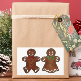 Adesivo Retangular Gingercake Man Lady Woman Natal Cookie