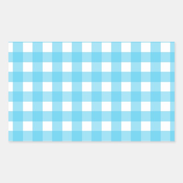 Adesivo Retangular Gingham azul-ceruliano brilhante (Frente)
