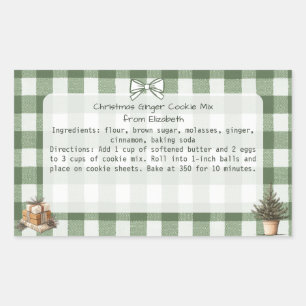 Adesivo Retangular Gingham Trees Gift Christmas Cookie Mix Labels