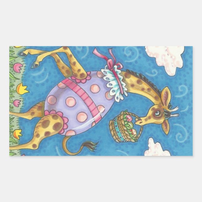 ADESIVO RETANGULAR GIRAFFE E TULIPS DE OVOS A LESTE, PRIMAVERA (Frente)